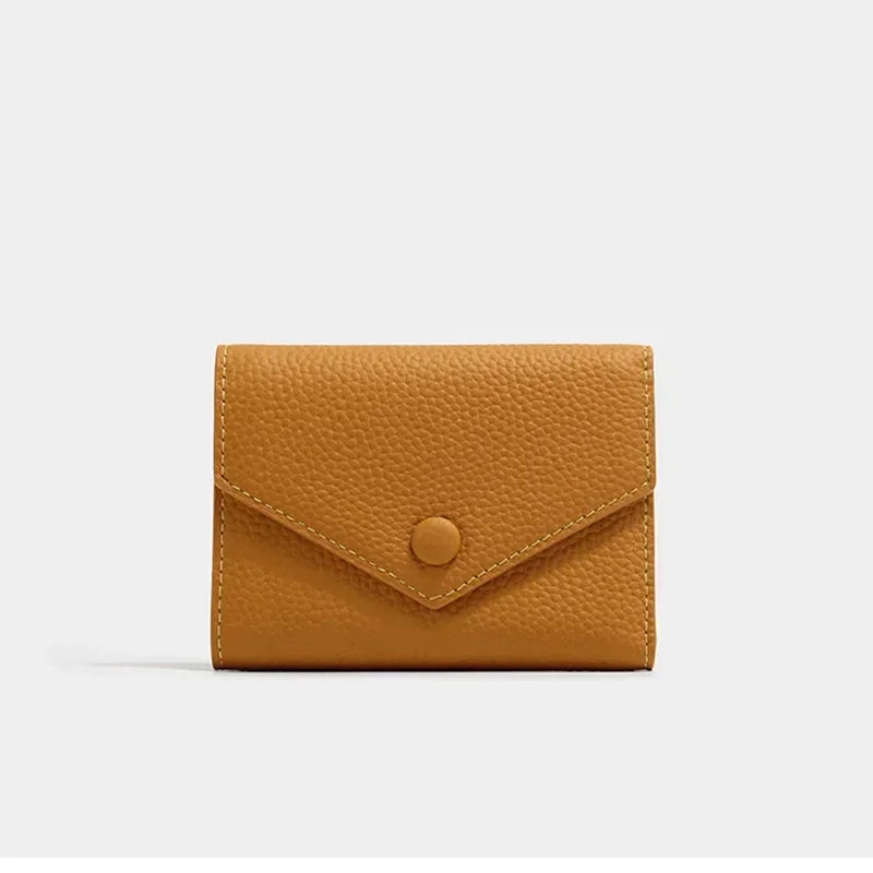 2024 New PU Leather Women's Small Wallet – Luxury Envelope Card Holder, Designer Zip Coin Purse, Short Cowhide Style