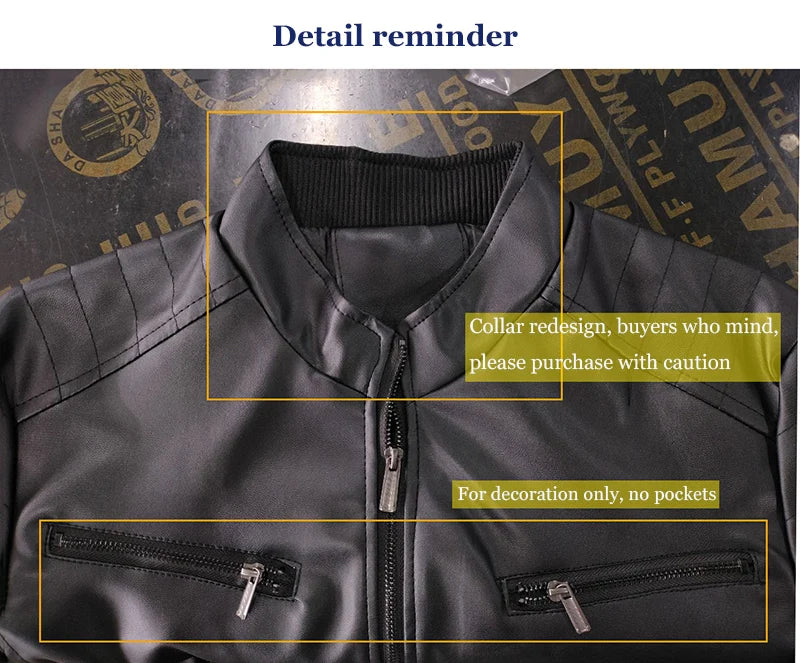 2024 Men’s Motorcycle Leather Jacket – Casual Slim Fit PU Coat with Lapel, Anti-Wind Motorcycle Outerwear for Autumn