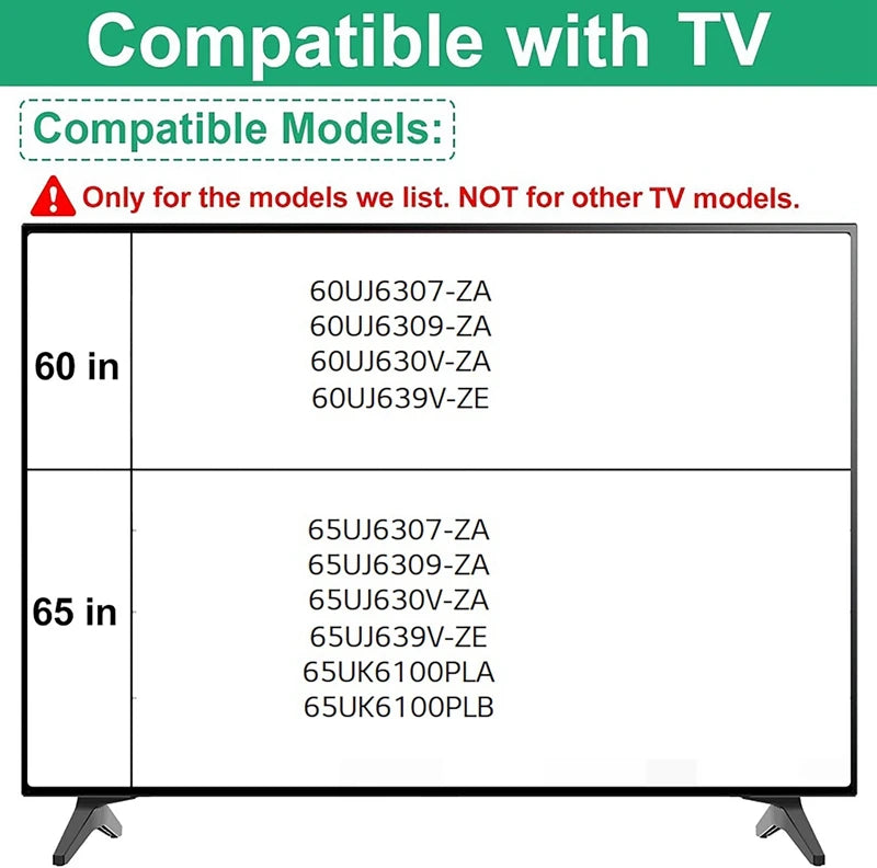 Replacement TV Stand for LG 60–65 Inch TVs – Compatible with 60UJ6307, 60UJ6309, 65UJ6307, 65UJ6309 Models, Includes Screws