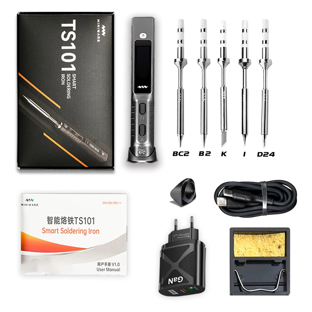 TS101 90W Mini USB Soldering Iron - Digital Adjustable Temperature Electric Solder Station with PD Charger Support
