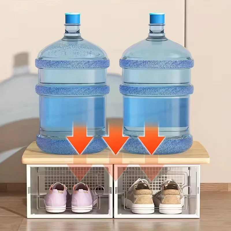 6/12/24PCS Transparent Shoe Boxes – Foldable, Stackable Plastic Shoe Storage Rack with Thick Tape Cover, Space-Saving Organizer
