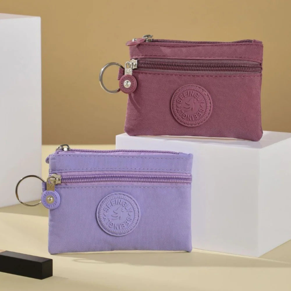 Small Solid Canvas Coin Bag for Kids - Money Purse, ID and Credit Card Holder, Key and Earphone Storage