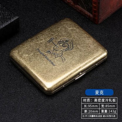 Retro Metal Cigarette Case - 20-Piece Capacity Vintage Bronze Tobacco Storage Holder