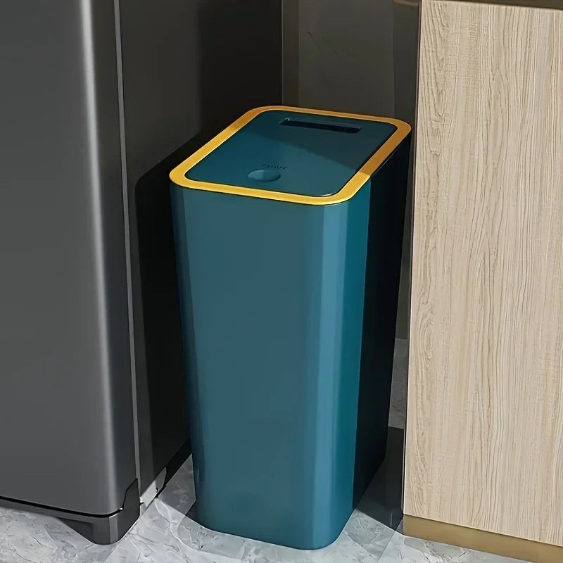 10L Odor-Proof Trash Can — One-Touch Modern Plastic Bin for Bathroom & Kitchen, Leakproof & Space-Saving Design