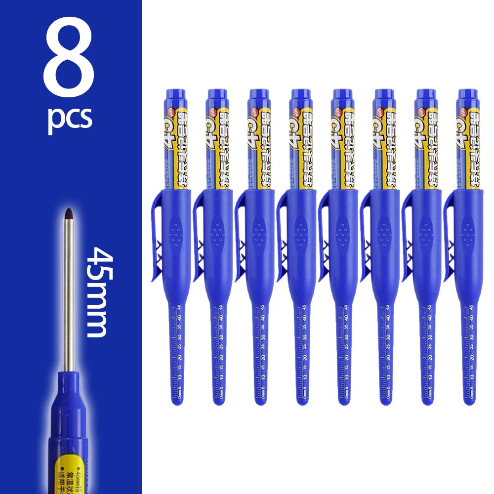 45mm Deep-Hole Carpenter Marker Pen - Long-Nib Woodworking Marking Pen for Measuring & Construction