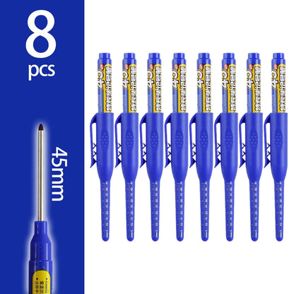 45mm Deep-Hole Carpenter Marker Pen - Long-Nib Woodworking Marking Pen for Measuring & Construction