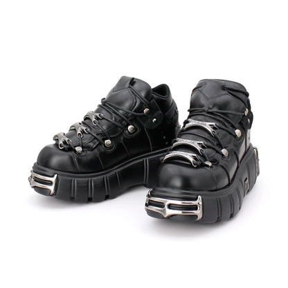 2024 New Punk Style Women's Platform Shoes – 6CM Lace-Up Gothic Ankle Boots with Metal Decor