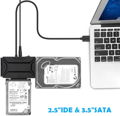 USB 3.0 to SATA IDE Adapter Cable – 3-in-1 Converter for 3.5/2.5 inch HDD/SSD, CD/DVD ROM, CD-RW