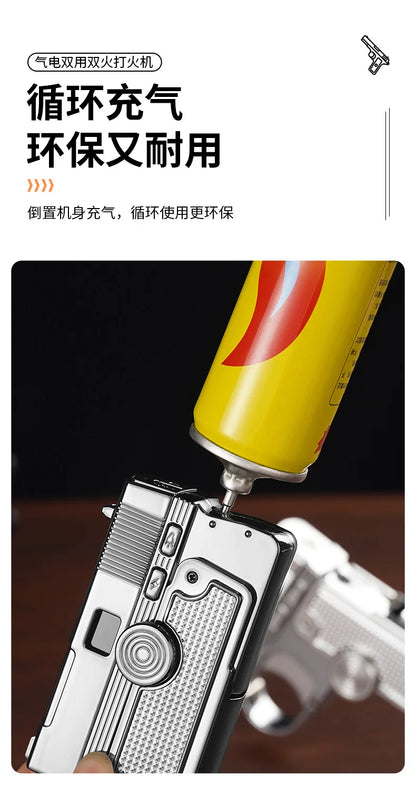 2025 Windproof Dual-Use Laser Lighter – Electric & Gas Multifunctional Metal Lighter for Men