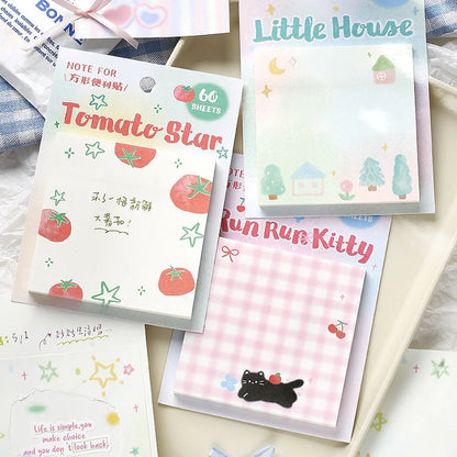 60PCS Kawaii Message Memo Paper Set - DIY Scrapbook Background Sheets for School, Office & Handmade Crafts