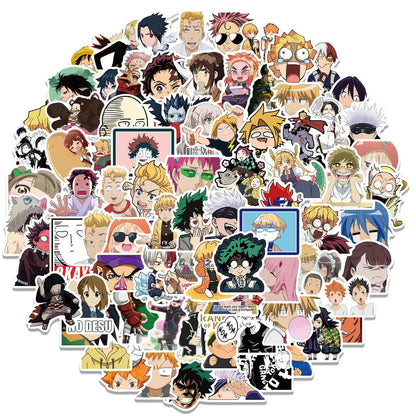 300PCS Mixed Anime Stickers - Waterproof Cartoon Decals for Cars, Walls, Laptops & DIY Crafts