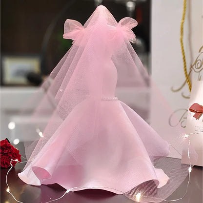 1/6 Mini Bride Doll Wedding Gown Set – Display Mannequin with Stand for Doll Clothes