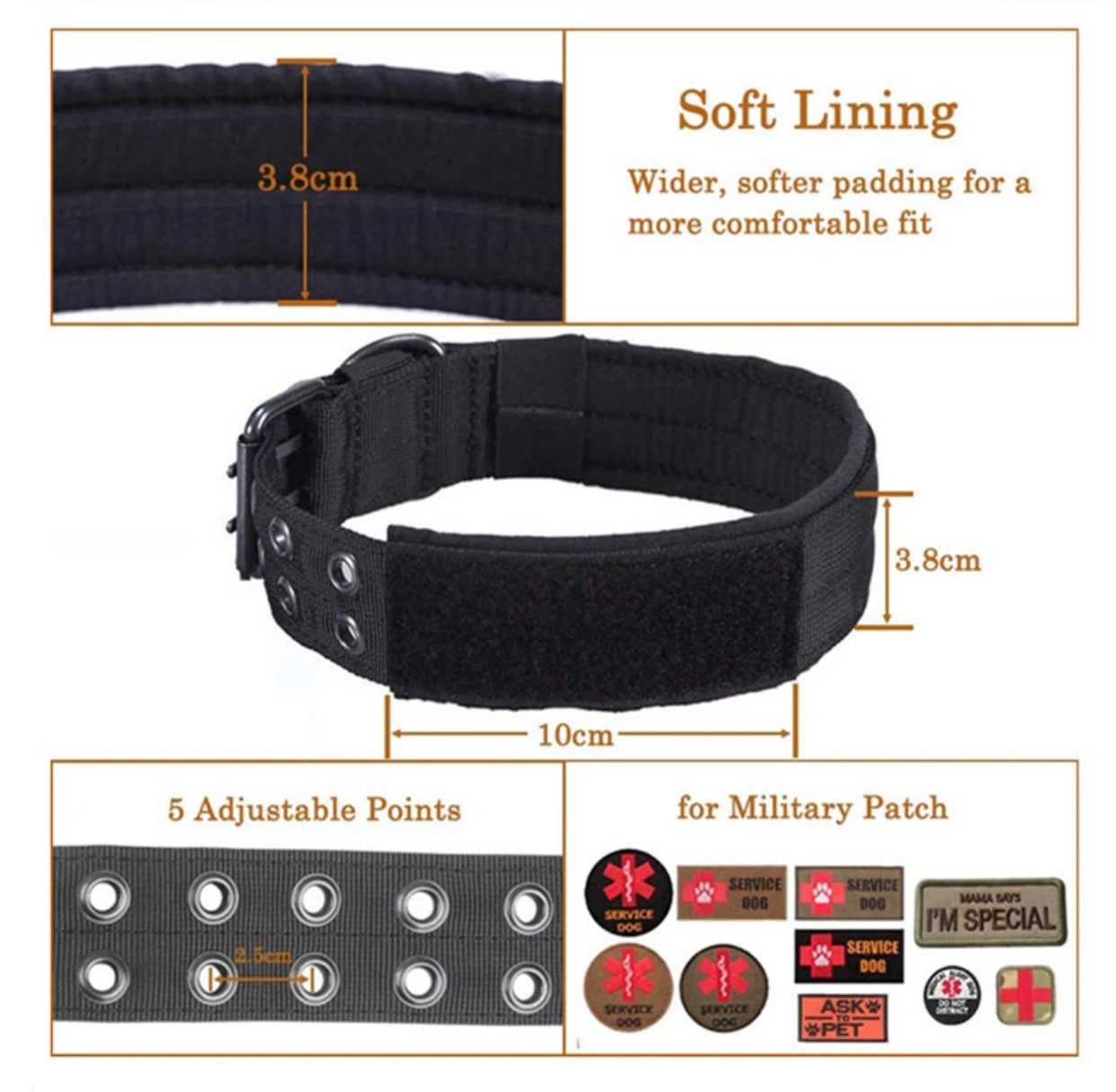 Adjustable Reflective Nylon Dog Collar – Heavy Duty Tactical Training Collar for German Shepherds