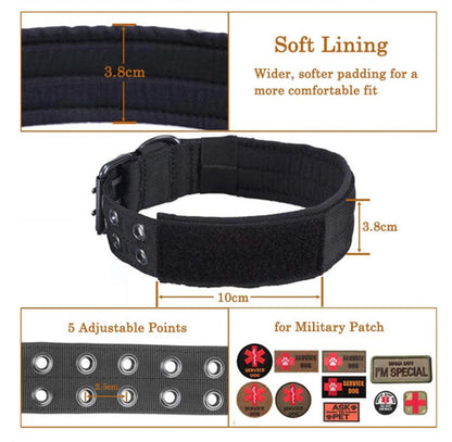 Adjustable Reflective Nylon Dog Collar – Heavy Duty Tactical Training Collar for German Shepherds