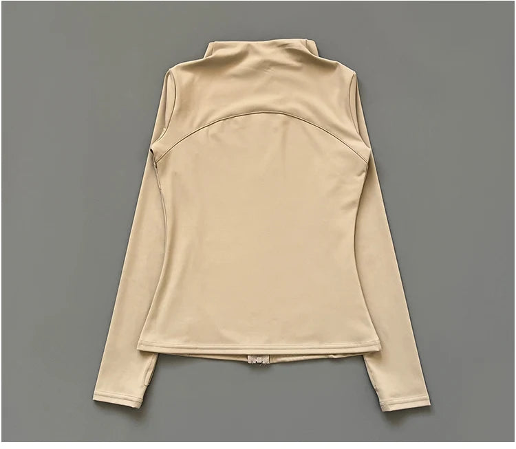 Quick Dry Stand-Up Collar Fitness Jacket for Women – Slim-Fit Zipper Yoga, Running & Cycling Top