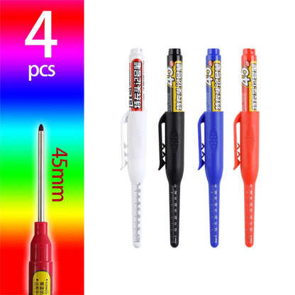 45mm Deep-Hole Carpenter Marker Pen - Long-Nib Woodworking Marking Pen for Measuring & Construction