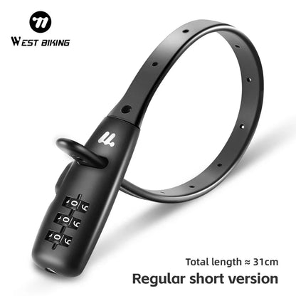 WEST BIKING Portable Bicycle Cable Lock – Zinc Alloy Adjustable Anti-Theft Password Lock for Bike, Motorcycle & Helmet Security