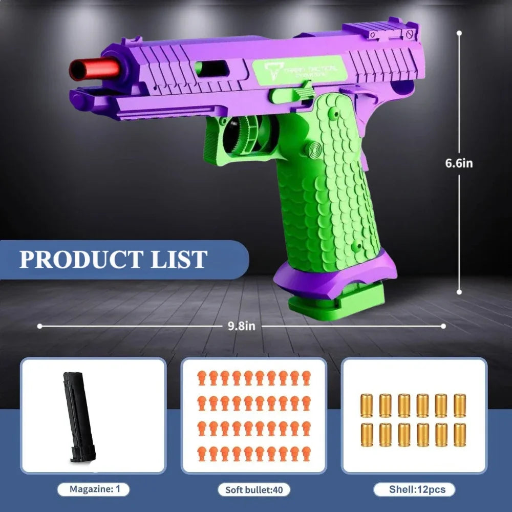 SIG17 Shell Ejecting Toy Gun – Blowback Soft Bullet Pistol with Continuous Firing Action for Kids Gift