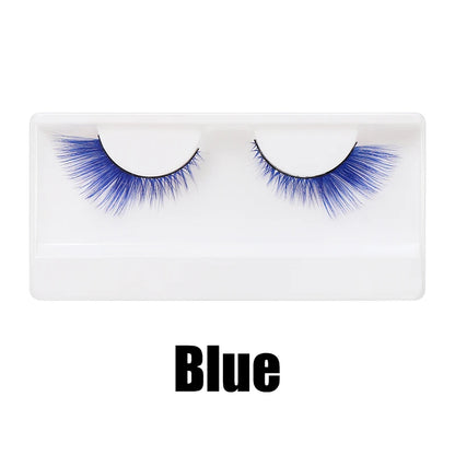 Colorful Halloween False Eyelashes – Blue, Red & Pink Cosplay Fake Lash Extensions for Makeup Looks