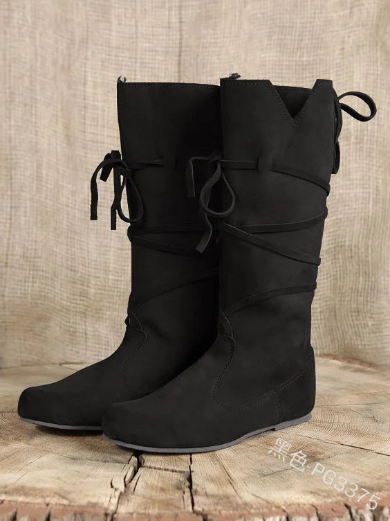 Men’s Medieval Viking Boots – PU Leather Knight LARP Shoes Retro Nordic Warrior Cosplay Carnival Costume Footwear