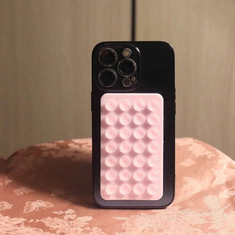 Silicone Suction Cup Phone Case Mount - Double-Sided Hands-Free Strong Holder for iPhone & Android Car Mirror Kitchen Bathroom Use