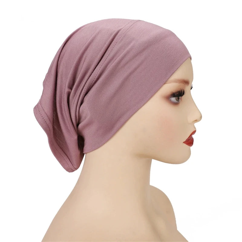 Cotton Modal Inner Hijab Undercap – Soft Stretch Muslim Turban, Islamic Underscarf Bonnet & Tube Cap for Women