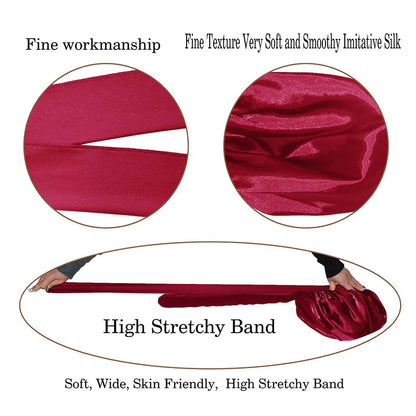 Satin Sleeping Cap for Women - Silky Bonnet with Wide Stretch Band, Solid Nightcap for Hair Care and Shower