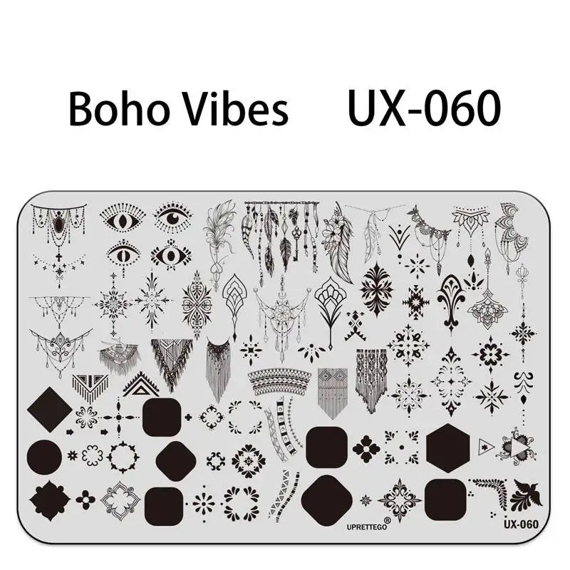 UX Serial 2 Stainless Steel Stamping Plate Template – Vintage Abstract Fabric Texture Pattern for Nail Art, Floral Lace, Xmas & Halloween Designs (UX52)