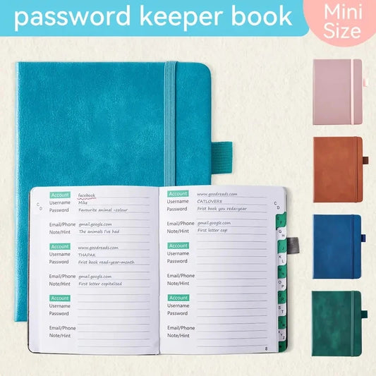 Hardcover Password Book with Alphabetical Tabs – Secure Notebook for Office & School Supplies