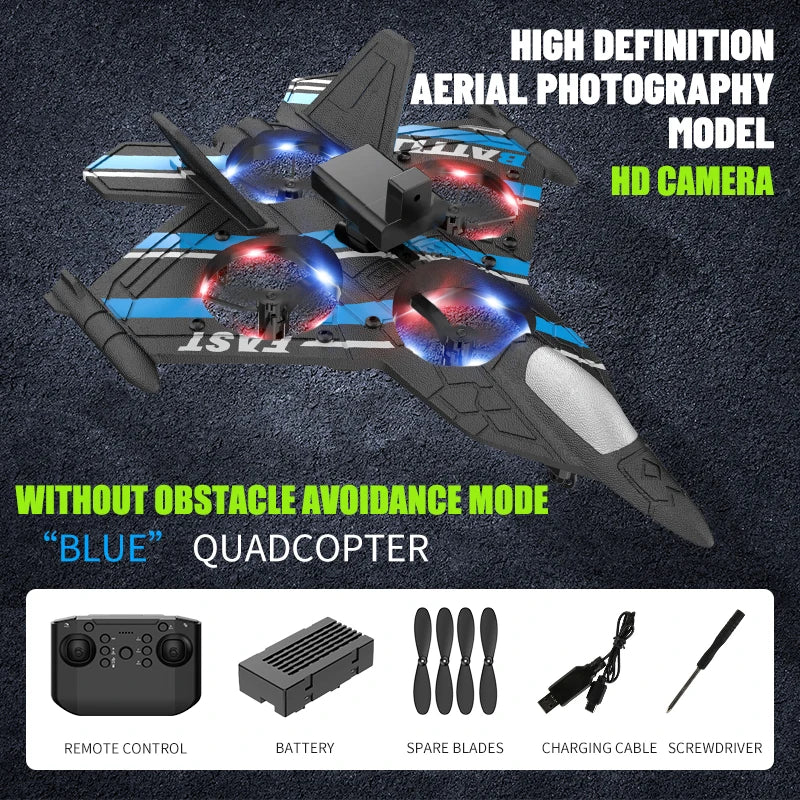 RC Plane with Camera – Remote Control Helicopter, Obstacle Avoidance, 2.4G EPP Foam Fighter Aircraft for Kids
