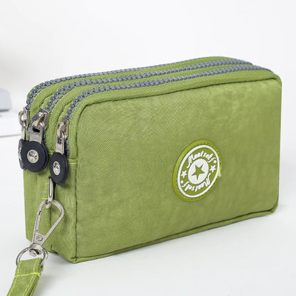 Three-Layer Zipper Short Mobile Phone Bag for Women - Fashionable, Waterproof with Multi-Layer Pockets, Portable Hand Makeup Bag