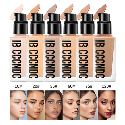 Flawless All-Day Waterproof Concealer & Foundation – 6-Color Full Coverage Moisturizing Makeup for Women