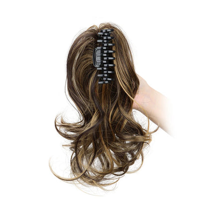 Synthetic 12-Inch Curly Claw Clip Ponytail – Short Ponytail Extensions for Women, Black Brown Blonde Hairpiece