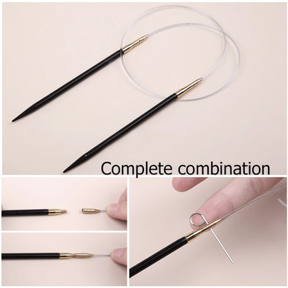 Sandalwood Handle Circular Knitting Needles — Double-Pointed Weaving Needles for DIY Sweaters, Hats & Crafts