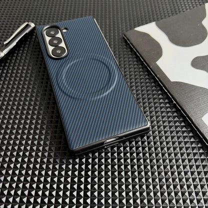 Luxury Carbon Fiber Magnetic Wireless Charging Case for Samsung Galaxy Z Fold 6/5/4/3 – MagSafe Compatible Bumper Cover