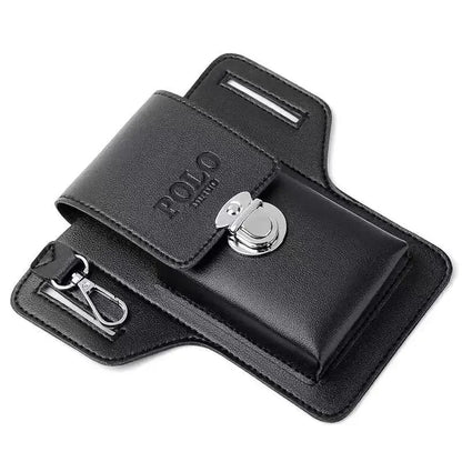 2024 Fashion Men's Leather Belt Case – Vertical Multifunctional Phone Waistpack, Card Bag, Key Holder, PU Leather Gift