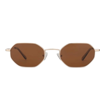 ZENOTTIC Retro Small Polygon Polarized Sunglasses — Metal UV400 Anti-Glare Shades for Men & Women, Driving & Outdoor Eyewear