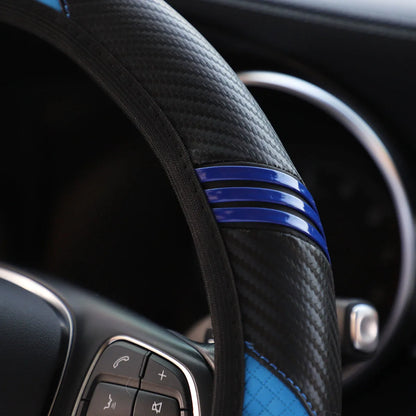 Little Monster PU Embossed Leather Steering Wheel Cover — No Inner Ring, Fits 14.5-15 Inch Wheels
