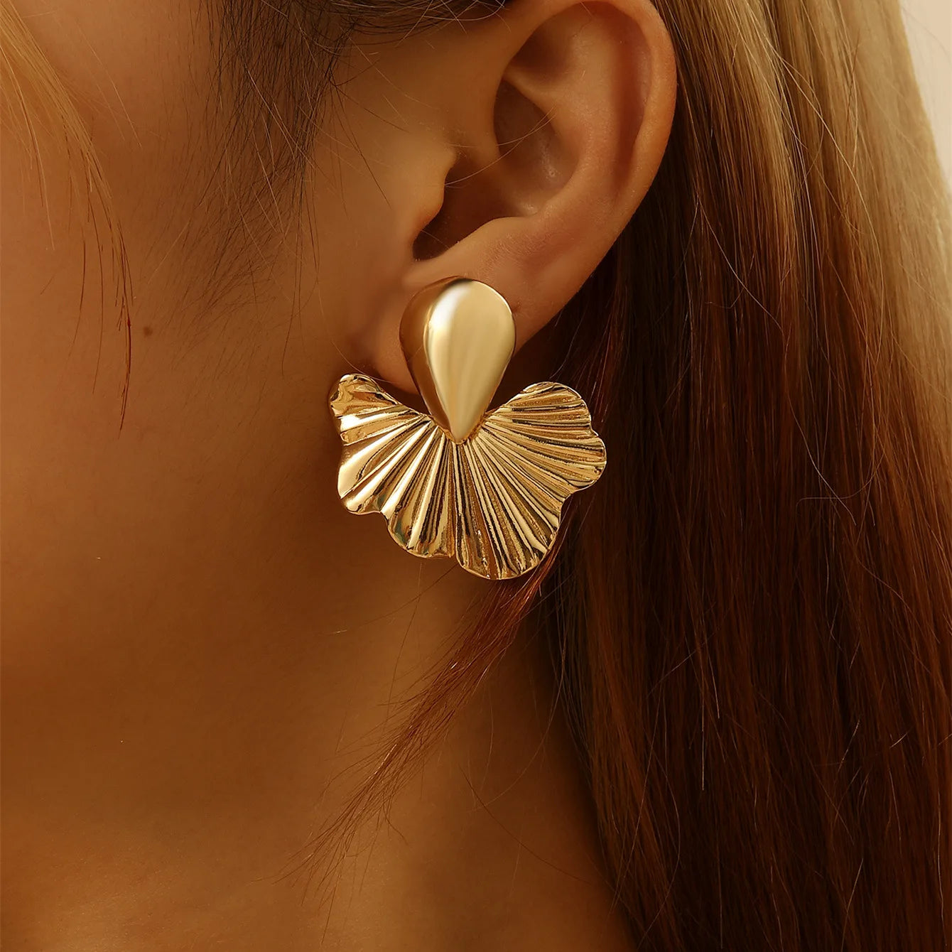 KMVEXO Punk Geometric Stud Earrings – Vintage Apricot Leaf Jewelry for Women 2024