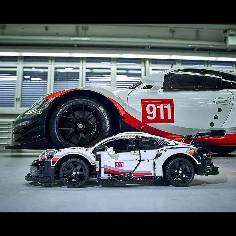 1580PCS Technical Electric Remote Control Car 911RSR – Lights & DIY Building Blocks, Compatible with 42096, Birthday Gift Toy for Kids