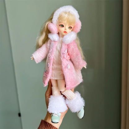 2025 Winter BJD Doll Clothes Set – 6-Point 30cm Doll Jacket & Dress Outfit