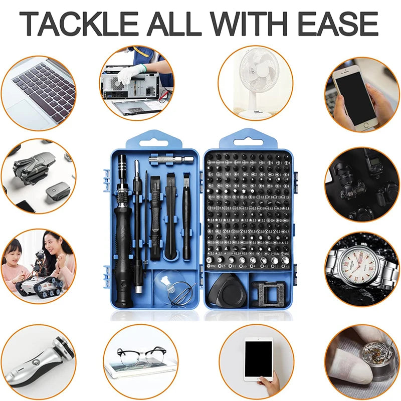 115/117-in-1 Precision Screwdriver Set – Magnetic Hex Bits Hand Tool Kit for iPhone, Xiaomi, Mac & PC Repair
