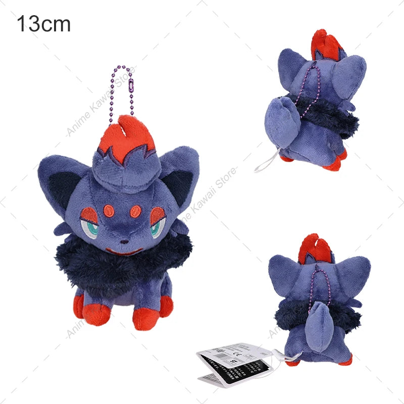 Hisuian Zorua Plush Doll – Cute Pokémon Stuffed Animal, Car Key Holder & Backpack Pendant, Xmas Gift for Students