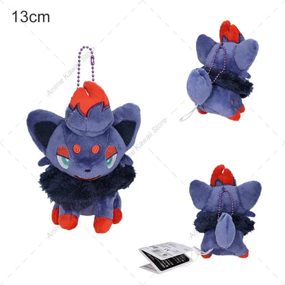 Hisuian Zorua Plush Doll – Cute Pokémon Stuffed Animal, Car Key Holder & Backpack Pendant, Xmas Gift for Students