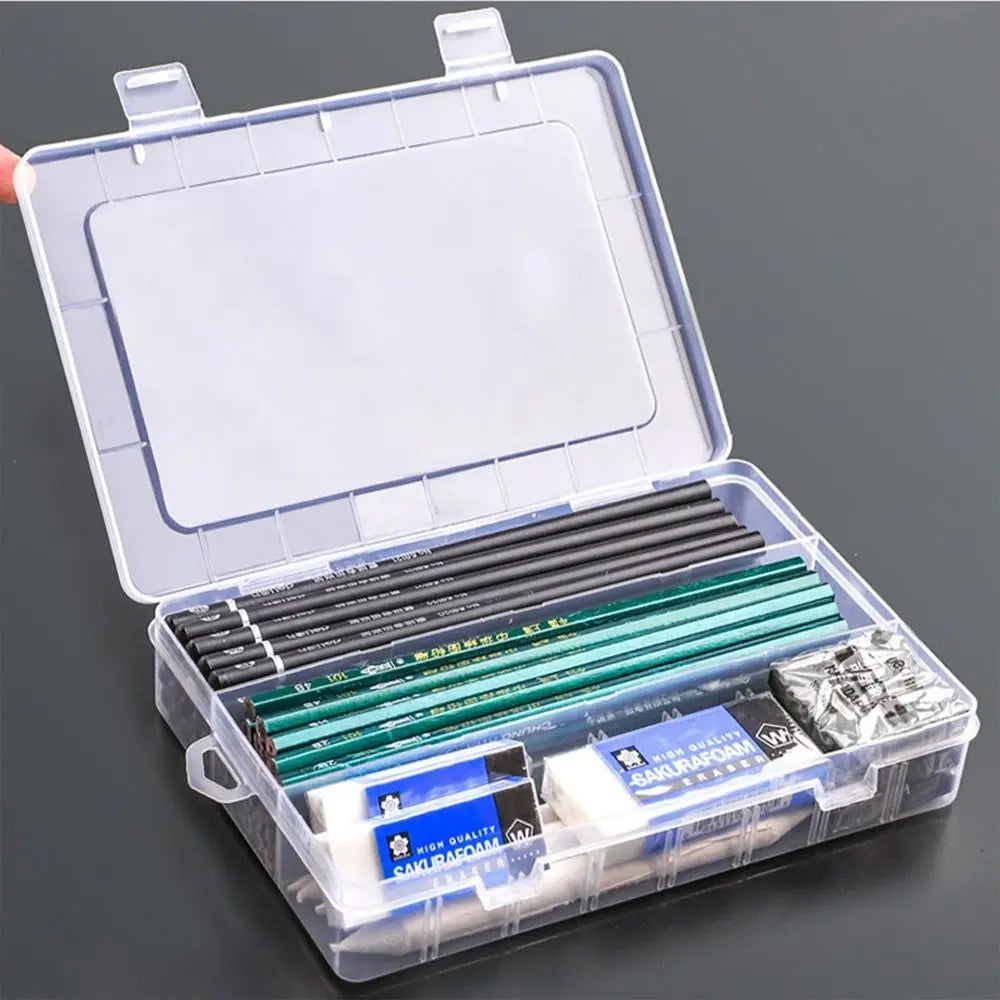 Large Capacity Transparent Pencil Case – Cartoon PP Pen Box & Art Supplies Storage Stationery Organizer