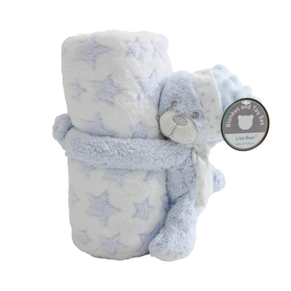 2-Piece Baby Gift Set – Pink Bunny Plush Flannel Blanket & Stuffed Animal for Newborn Sleeping