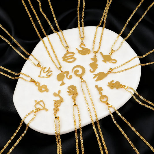 Luxury Gold Stainless Steel Letter Necklace – Minimalist Women’s Jewelry for Daily Wear & Gift