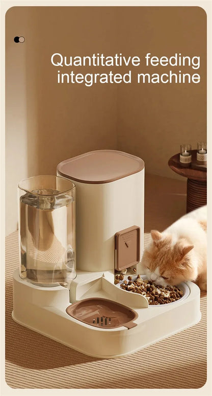 Automatic Cat Feeder & Water Dispenser – Large Capacity Dry & Wet Food Container