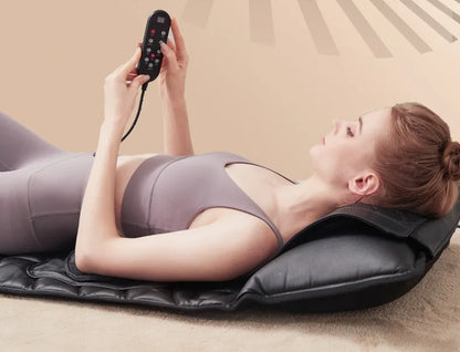Upgraded Large Area Heated Neck Massager – Vibration Airbag Full Body Massage Mat with Lumbar Traction and Remote Control