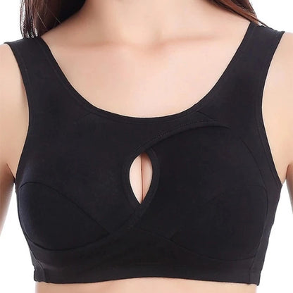 Plus Size Cotton Seamless Bra S–6XL – Breathable Hollow Out Bralette with Removable Pads, Comfortable Women’s Underwear Brassiere